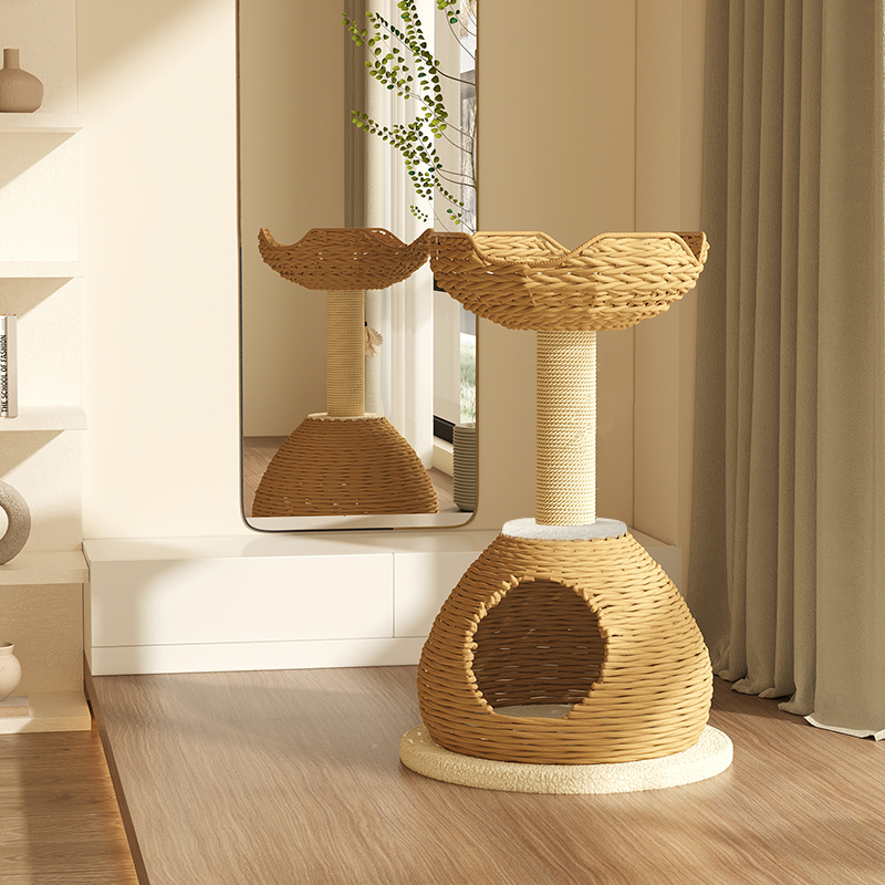 Modern Kraft Paper Tower Woven Climbing Scratcher Post Cat Tree Modern Kraft Paper Tower Woven Climbing Scratcher Post Cat Tree