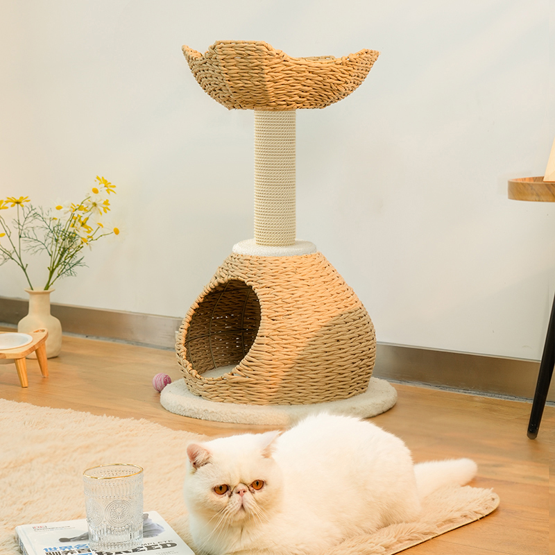 Modern Kraft Paper Tower Woven Climbing Scratcher Post Cat Tree Modern Kraft Paper Tower Woven Climbing Scratcher Post Cat Tree