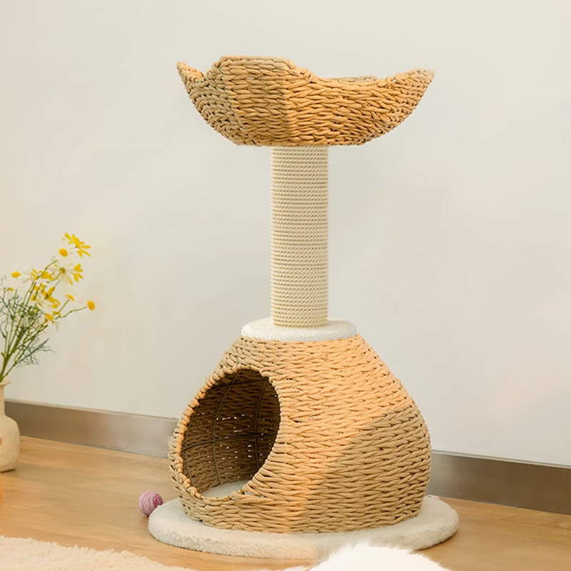 Modern Kraft Paper Tower Woven Climbing Scratcher Post Cat Tree Modern Kraft Paper Tower Woven Climbing Scratcher Post Cat Tree