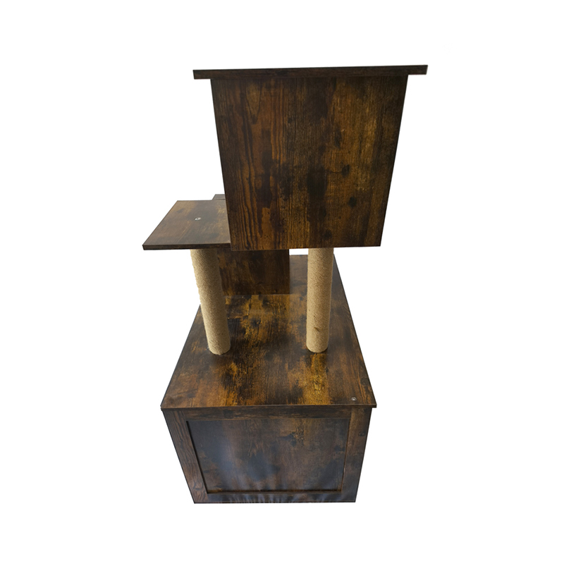 Wooden Cat House Tower Indoor Cat Tree Climbing Frame na may Litter Box Wooden Cat House Tower Indoor Cat Tree Climbing Frame na may Litter Box