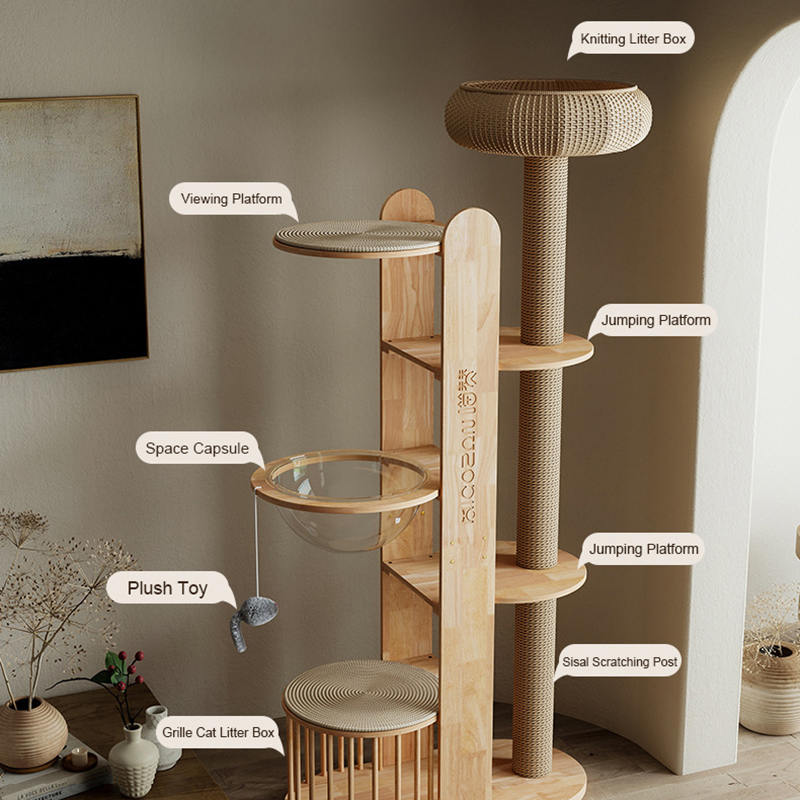 Multi-level na kahoy na tower condo climbing frame cat tree Multi-level na kahoy na tower condo climbing frame cat tree