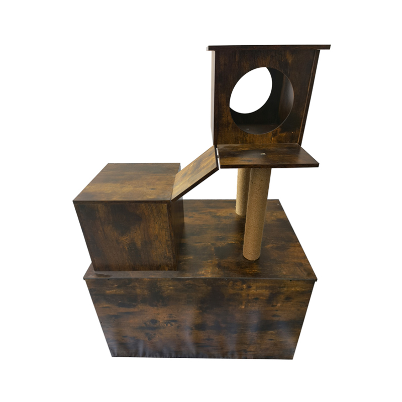 Wooden Cat House Tower Indoor Cat Tree Climbing Frame na may Litter Box Wooden Cat House Tower Indoor Cat Tree Climbing Frame na may Litter Box