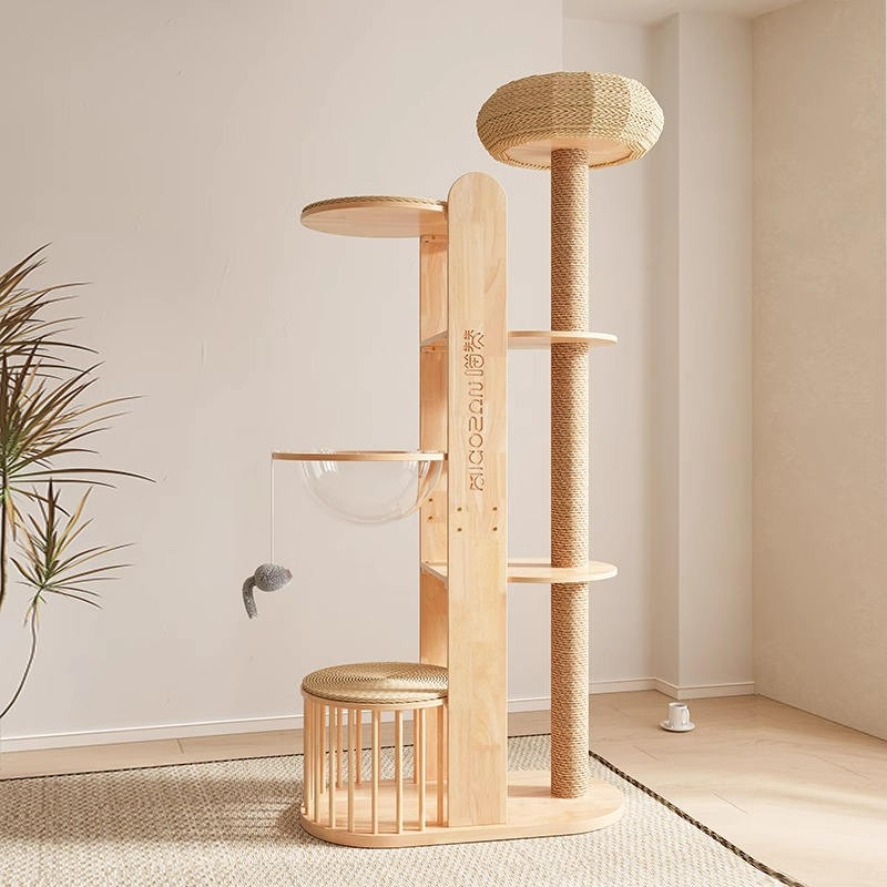 Multi-level na kahoy na tower condo climbing frame cat tree Multi-level na kahoy na tower condo climbing frame cat tree