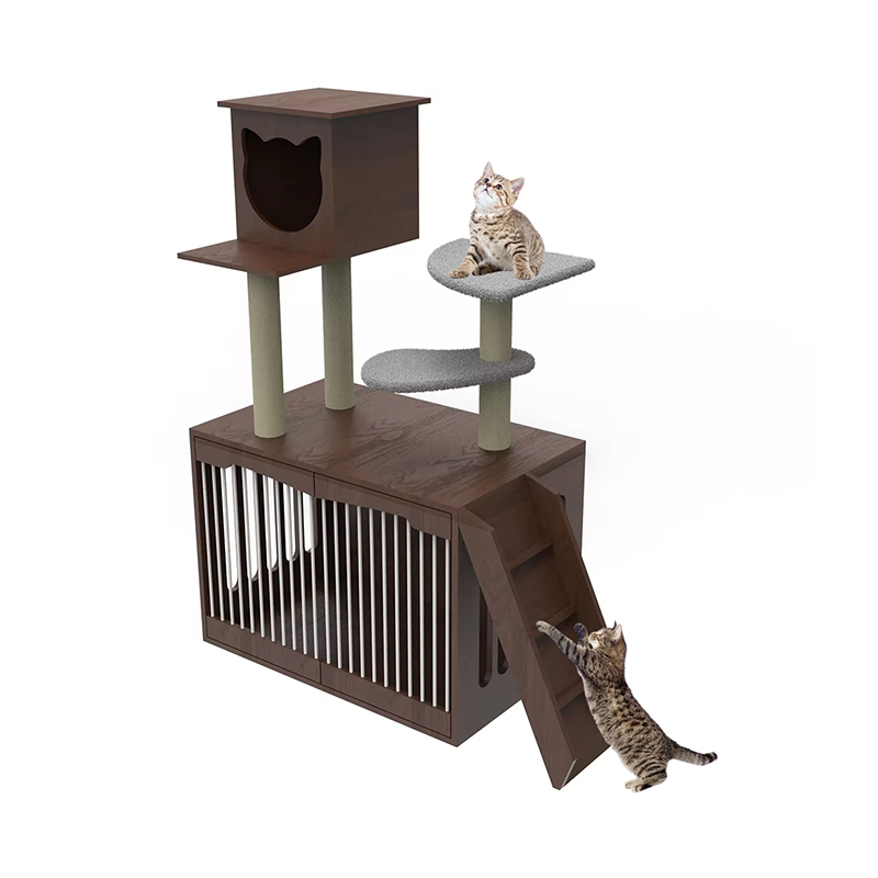 Wood Cat Tower Condo Climbing Frame Indoor Cat Tree