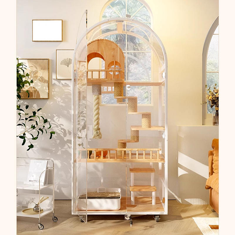 Panloob na kahoy na pusa house hotel panoramic villa solid cat cage enclosure cabinet Panloob na kahoy na pusa house hotel panoramic villa solid cat cage enclosure cabinet