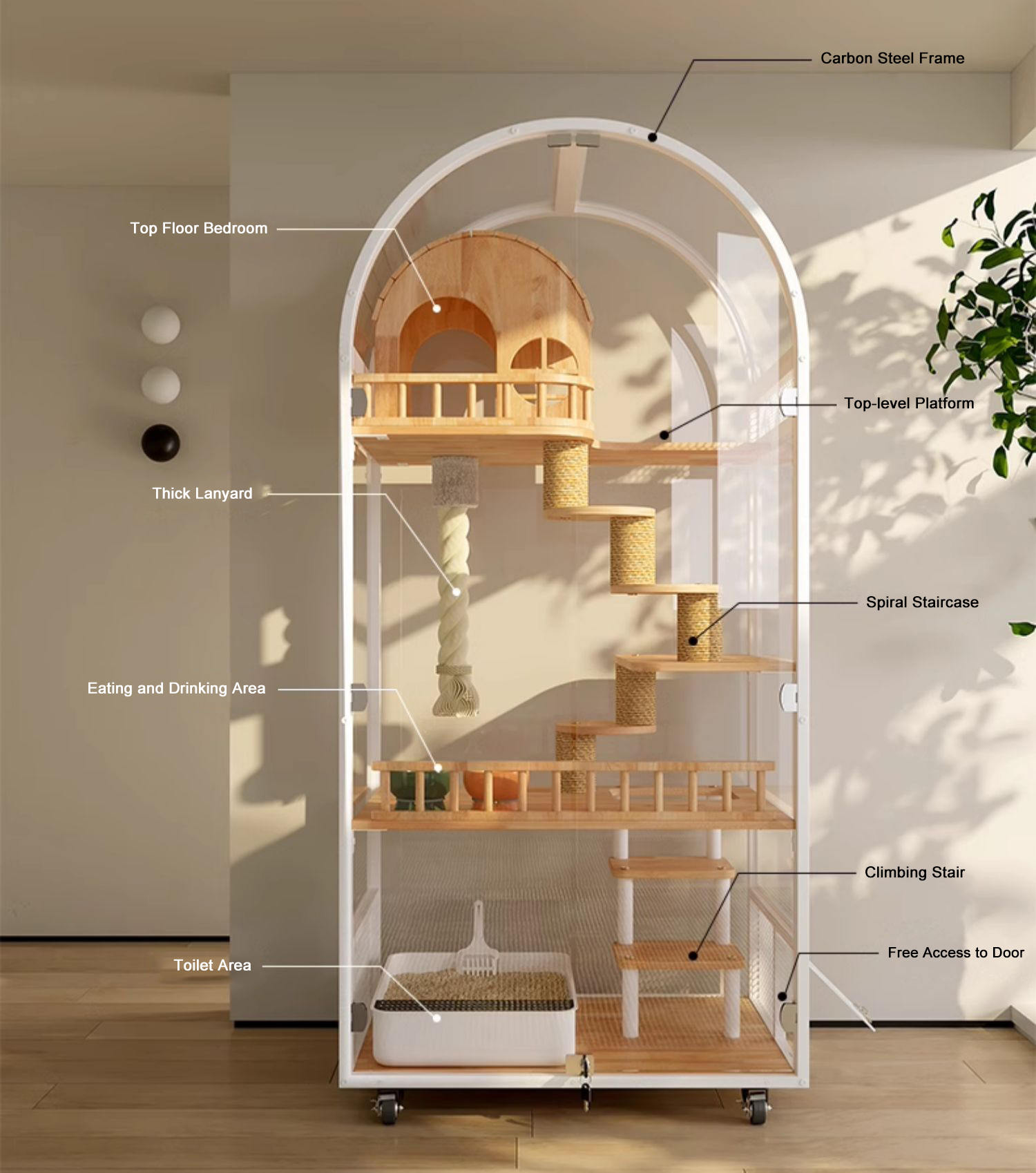 Panloob na kahoy na pusa house hotel panoramic villa solid cat cage enclosure cabinet Panloob na kahoy na pusa house hotel panoramic villa solid cat cage enclosure cabinet