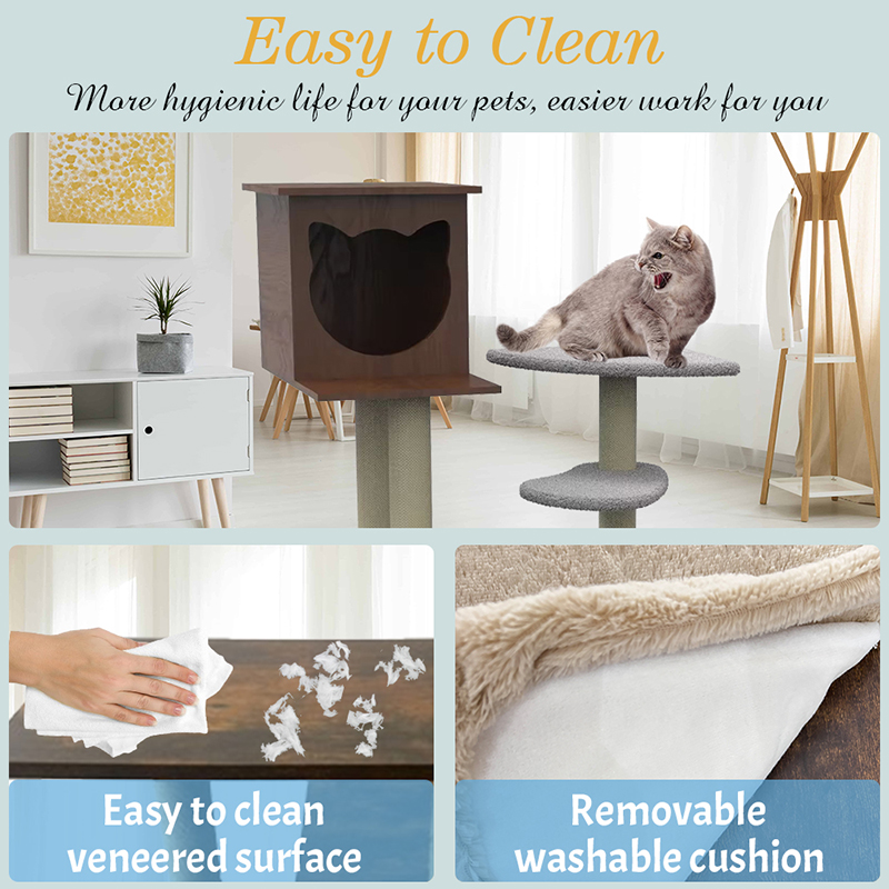 Wood Cat Tower Condo Climbing Frame Indoor Cat Tree Wood Cat Tower Condo Climbing Frame Indoor Cat Tree