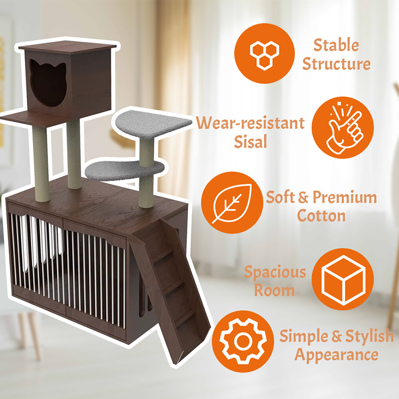 Wood Cat Tower Condo Climbing Frame Indoor Cat Tree Wood Cat Tower Condo Climbing Frame Indoor Cat Tree