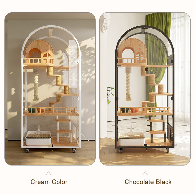 Panloob na kahoy na pusa house hotel panoramic villa solid cat cage enclosure cabinet Panloob na kahoy na pusa house hotel panoramic villa solid cat cage enclosure cabinet