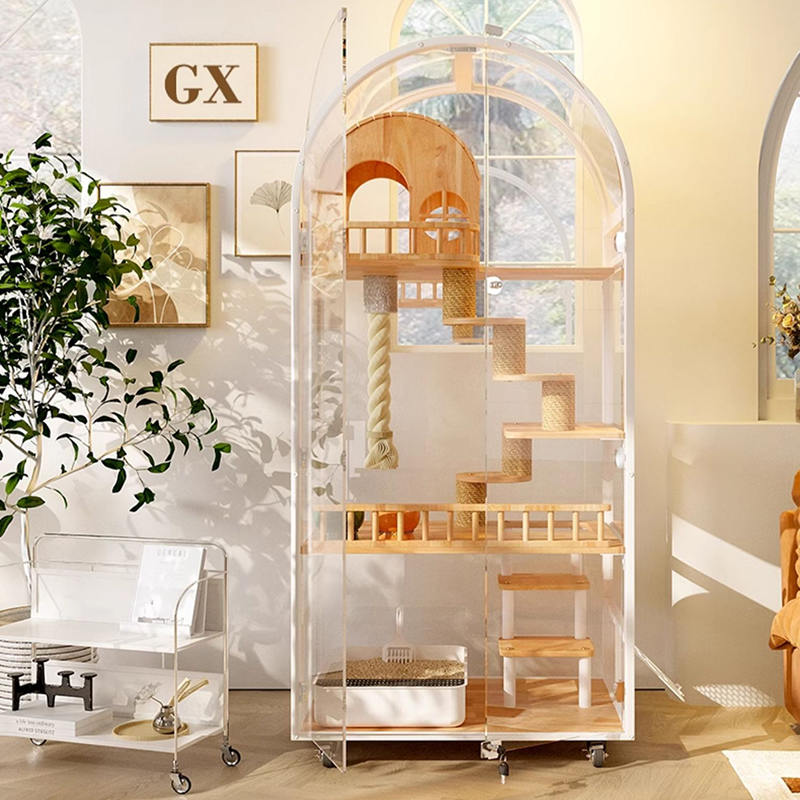 Panloob na kahoy na pusa house hotel panoramic villa solid cat cage enclosure cabinet Panloob na kahoy na pusa house hotel panoramic villa solid cat cage enclosure cabinet