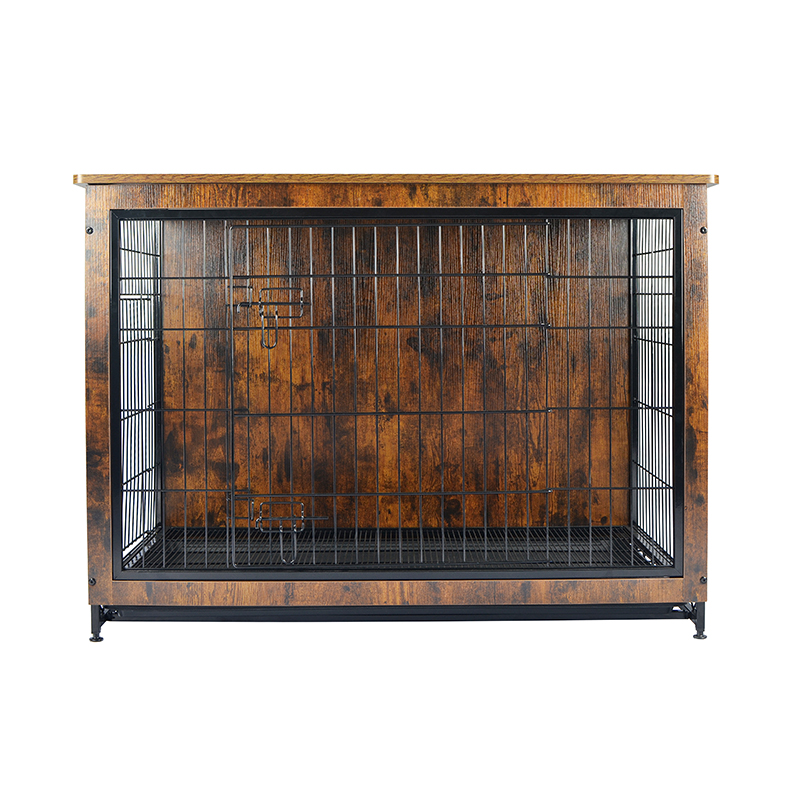 Panloob na kahoy na kasangkapan sa bahay na metal na hawla ng aso