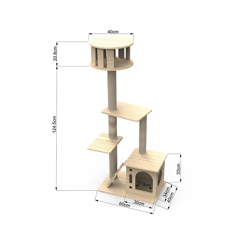 Panloob na kahoy na tower na may akyat na sisal scratching post cat tree Panloob na kahoy na tower na may akyat na sisal scratching post cat tree