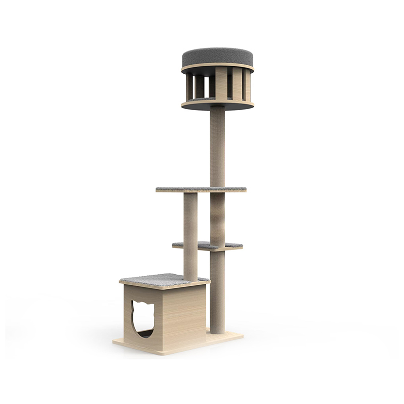Panloob na kahoy na tower na may akyat na sisal scratching post cat tree Panloob na kahoy na tower na may akyat na sisal scratching post cat tree