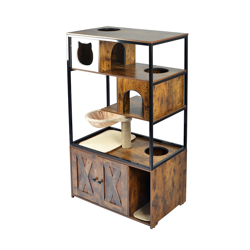 Indoor Cat Tower Condo Cat Tree na may Hammock & Litter Cabinet Indoor Cat Tower Condo Cat Tree na may Hammock & Litter Cabinet