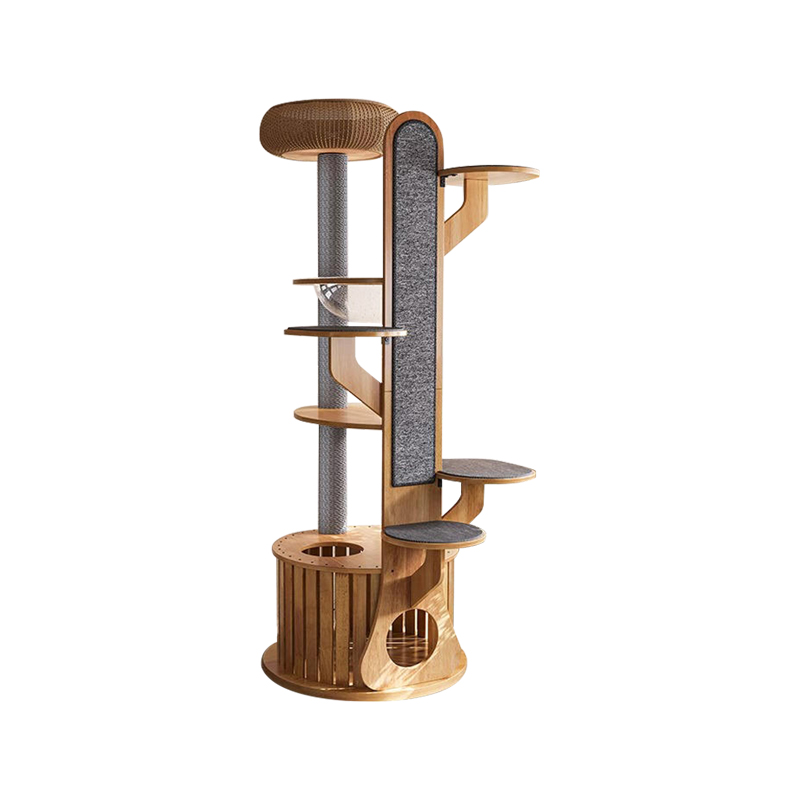 Cactus hugis kahoy climbing frame solid cat tree na may space capsule