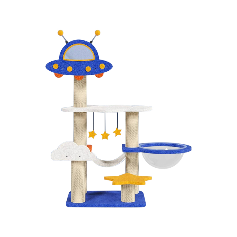 Blue Space Capsule Climbing Frame Cat Tree Tower Para sa Kuting Paglalaro ng Laruan