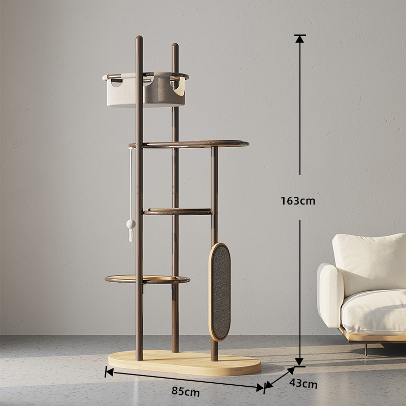 Sahig sa kisame matangkad sa panloob na goma na kahoy na pusa tree tower condo na may natutulog na basket Sahig sa kisame matangkad sa panloob na goma na kahoy na pusa tree tower condo na may natutulog na basket