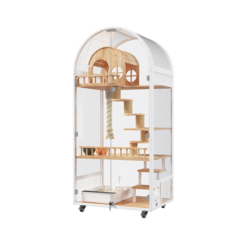 Panloob na kahoy na pusa house hotel panoramic villa solid cat cage enclosure cabinet