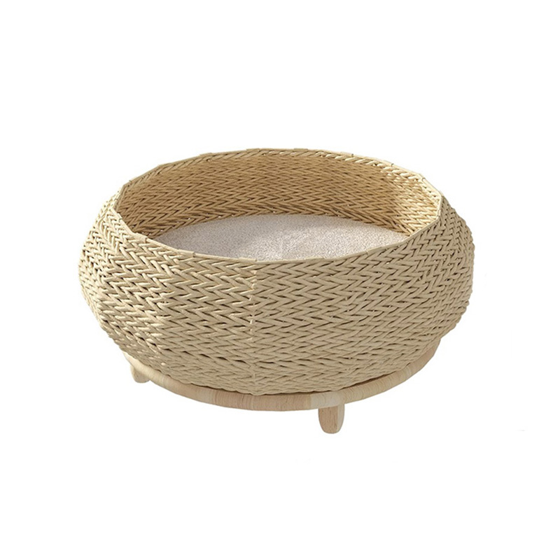 Handmade Natural Kraft Paper Nest Woven Cat Dog Bed