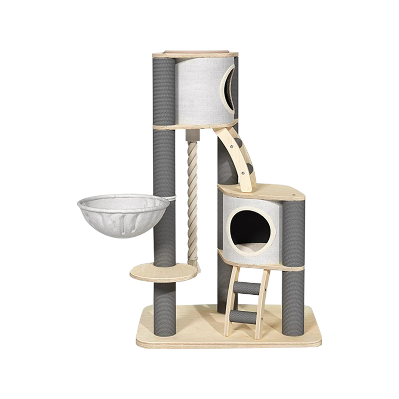 Tower floor sa kisame panloob na solidong kahoy na pag -akyat ng frame ng pusa