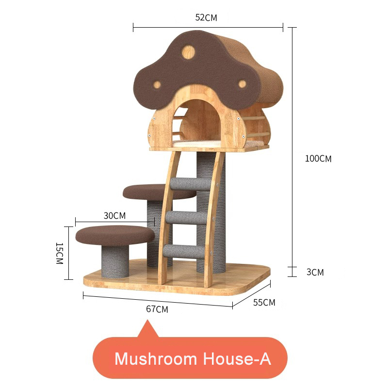 Mushroom Shape Condo Tower Wood Climbing Frame Solid Cat Tree na may Ladder Mushroom Shape Condo Tower Wood Climbing Frame Solid Cat Tree na may Ladder